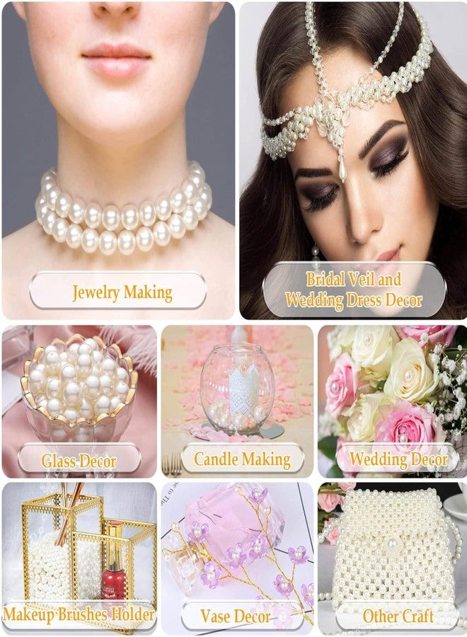 Tdas 600+ pcs 8 mm Beads for Jewellery Making kit Pearl moti DIY Craft Crystal Charms Materials Set Bracelet Earring Pearls with one Elastic roll - White Colour (8 MM White) - Image 3